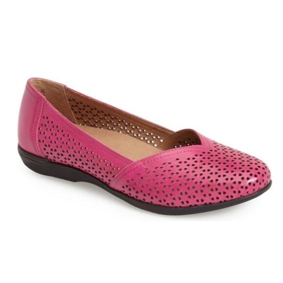 Dansko Shoes - Dansko | Neely Flats Pink Perforated Leather Comfort Cut-Out Ballet Fuchsia 39 9